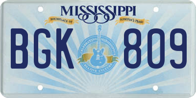 MS license plate BGK809