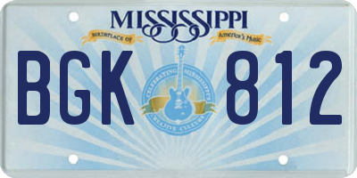 MS license plate BGK812