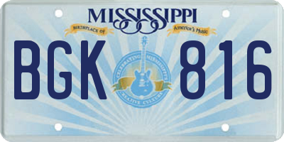 MS license plate BGK816