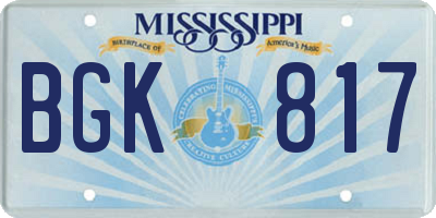 MS license plate BGK817
