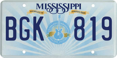MS license plate BGK819