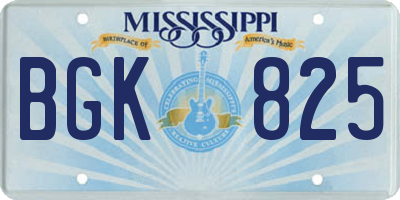 MS license plate BGK825