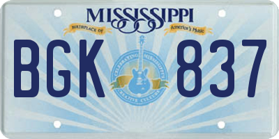 MS license plate BGK837
