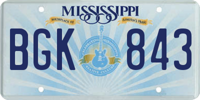 MS license plate BGK843