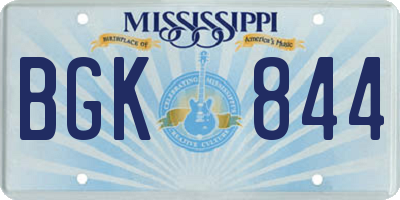 MS license plate BGK844