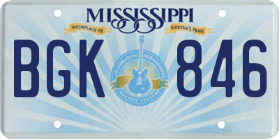MS license plate BGK846