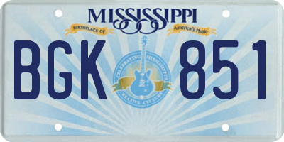 MS license plate BGK851