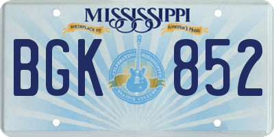 MS license plate BGK852