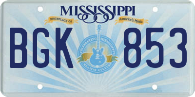 MS license plate BGK853