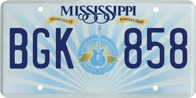MS license plate BGK858