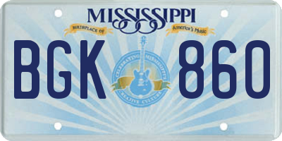 MS license plate BGK860
