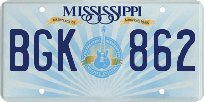 MS license plate BGK862