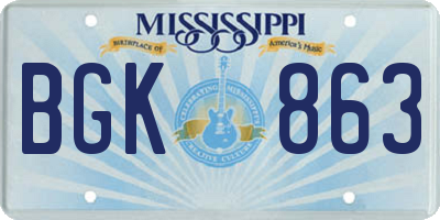 MS license plate BGK863