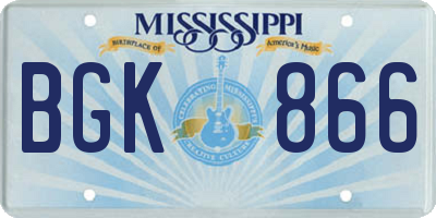 MS license plate BGK866