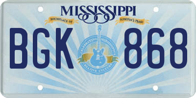 MS license plate BGK868