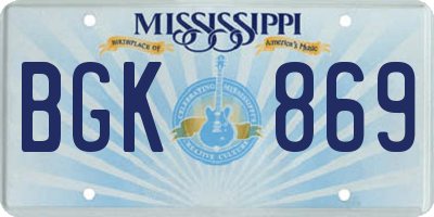MS license plate BGK869