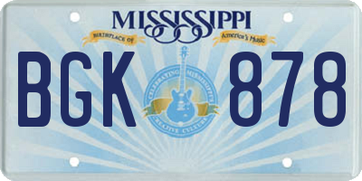 MS license plate BGK878