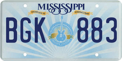 MS license plate BGK883