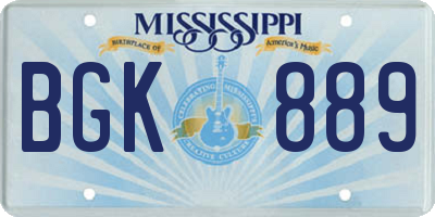 MS license plate BGK889