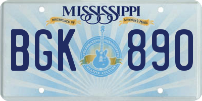 MS license plate BGK890
