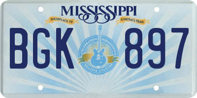 MS license plate BGK897