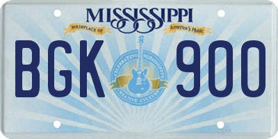MS license plate BGK900