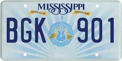MS license plate BGK901