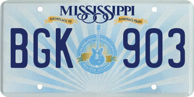 MS license plate BGK903