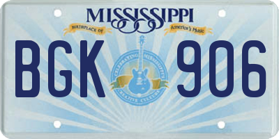 MS license plate BGK906