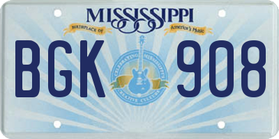 MS license plate BGK908