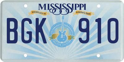 MS license plate BGK910