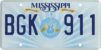 MS license plate BGK911