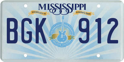 MS license plate BGK912