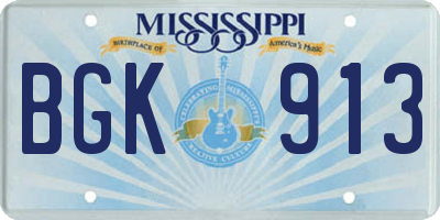 MS license plate BGK913