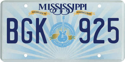 MS license plate BGK925