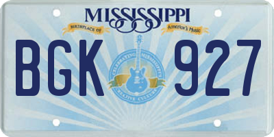 MS license plate BGK927