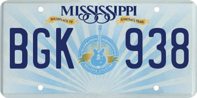 MS license plate BGK938