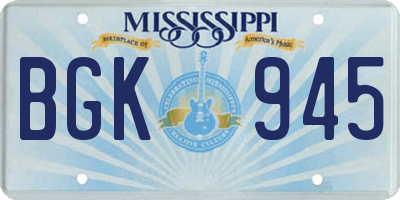 MS license plate BGK945