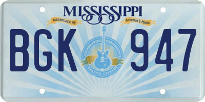 MS license plate BGK947