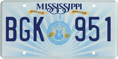 MS license plate BGK951