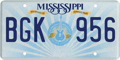 MS license plate BGK956