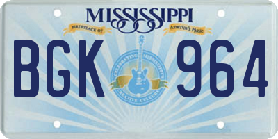 MS license plate BGK964