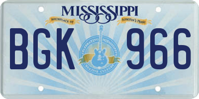 MS license plate BGK966