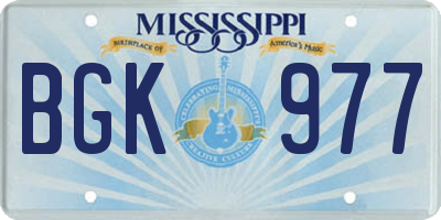 MS license plate BGK977