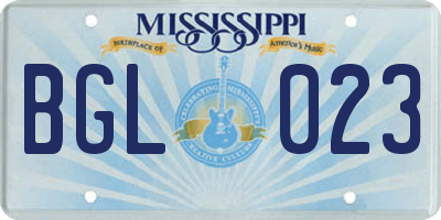 MS license plate BGL023
