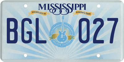 MS license plate BGL027