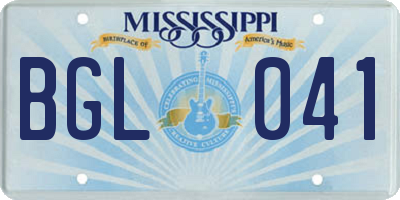 MS license plate BGL041