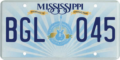 MS license plate BGL045