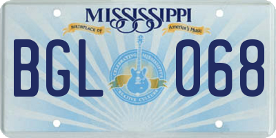 MS license plate BGL068