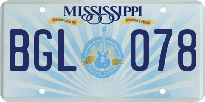 MS license plate BGL078